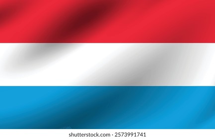 Luxembourg flag official colors and proportion digital vector illustration. Pleated flag.