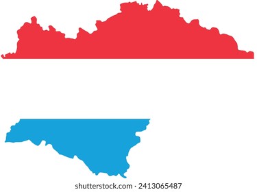 Luxembourg flag on map on transparent  background vector illustration.