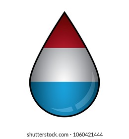 The Luxembourg flag painted on 3D water drop