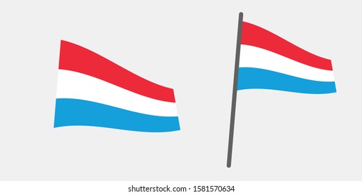 Luxembourg flag with pole, vector file eps 10
