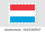 luxembourg Flag Postage on white background with shadow. Vector Stamp.