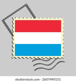 Luxembourg flag postage stamp. Isolated vector illustration on grey post stamp background