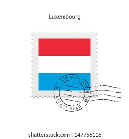 Luxembourg Flag Postage Stamp on white background. Vector illustration.