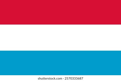 Luxembourg flag. Red, white and blue symbol of national pride and cultural heritage. Close-up. Design for printing, souvenirs, gifts, important events and holidays, web design.