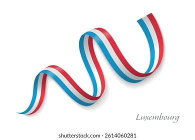 Luxembourg flag ribbon waving national colors, symbolizing pride, unity and national identity