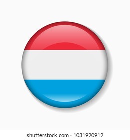 Luxembourg flag round badge or icon isolated on white background. Vector illustration.