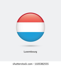 Luxembourg flag - round glossy button. Vector Illustration.