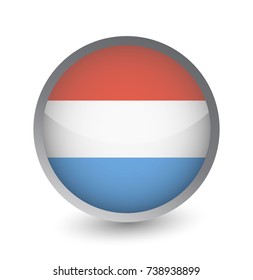 Luxembourg Flag Round Glossy Icon. Vector illustration.