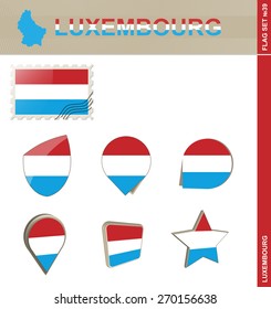 Luxembourg Flag Set, Flag Set #39. Vector.