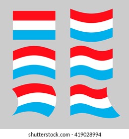 Luxembourg flag Set. flags grand duchy various forms. Developing flag of Luxembourg