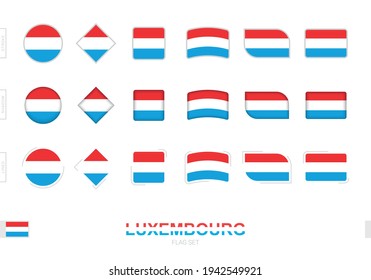 Luxembourg flag set, simple flags of Luxembourg with three different effects. Vector illustration.