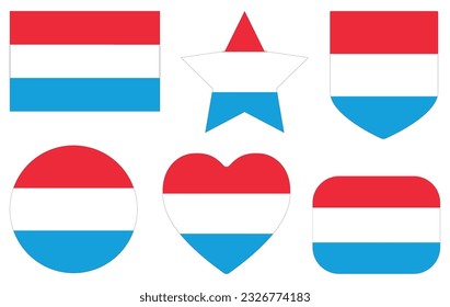 Luxembourg flag shape set. Flag of Luxembourg design shape set.