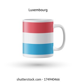 Luxembourg flag souvenir mug isolated on white background. Vector illustration.