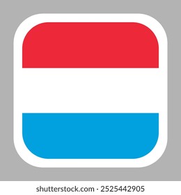 Luxembourg flag square flat vector with rounded corners and white border, vector illustration