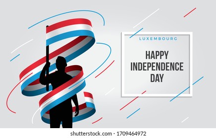 Luxembourg flag standing over isolated white background stressed with hand ... Glad teenager man waving flag of Luxembourg and young, national holiday.