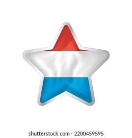 Luxembourg flag in star. Button star and flag template. Easy editing and vector in groups. National flag vector illustration on white background.