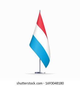 Luxembourg flag state symbol isolated on background national banner. Greeting card National Independence Day of the Grand Duchy of Luxembourg. Illustration banner with realistic state flag.