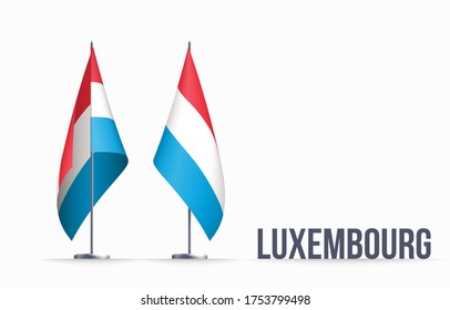 Luxembourg flag state symbol isolated on background national banner. Greeting card National Independence Day of the Grand Duchy of Luxembourg. Illustration banner with realistic state flag.