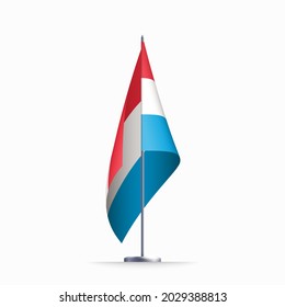 Luxembourg flag state symbol isolated on background national banner. Greeting card National Independence Day of the Grand Duchy of Luxembourg. Illustration banner with realistic state flag.