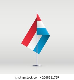Luxembourg flag state symbol isolated on background national banner. Greeting card National Independence Day of the Grand Duchy of Luxembourg. Illustration banner with realistic state flag.