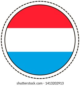 Luxembourg flag sticker on white background. Vintage vector seal quality badge. Template design element. National day. Travel sign.