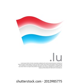Luxembourg flag. Stripes colors of the luxembourgish flag on a white background. Vector design national poster with .lu domain, place for text. Brush strokes. State patriotic banner of luxembourg
