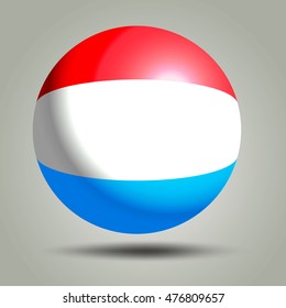 Luxembourg flag texture on ball on grey background. 