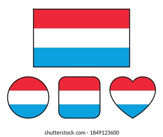 Luxembourg flag variation set (with border)