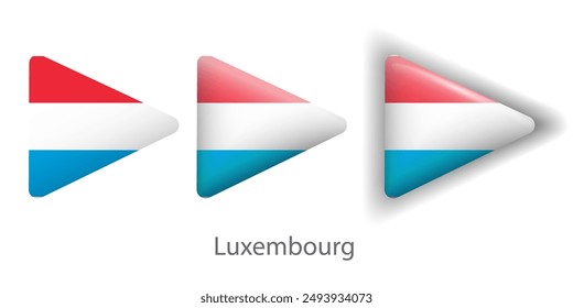 Luxembourg flag vector icons set in the shape of rounded triangle