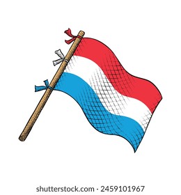 Luxembourg Flag Vector Illustration Drawn in Engraving Technique