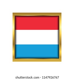 Luxembourg Flag Vector Square Icon - Illustration, Flag of Luxembourg. Abstract concept, icon,golden square, button. Raster illustration on white background.