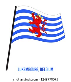 Luxembourg Flag Waving Vector Illustration on White Background. Provinces Flags of Belgium.