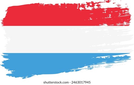 Luxembourg flag, wide brush stroke on transparent background, vector.