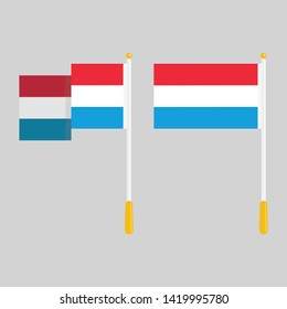 Luxembourg flags on gray background, vector illustration.