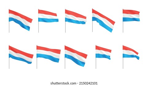 Luxembourg flags. Set of national realistic Luxembourg flags. Vector 