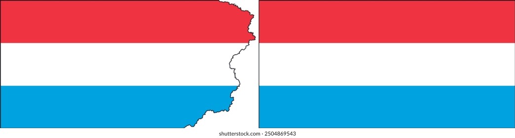 Luxembourg flags vector. Standard flag and with torn edges