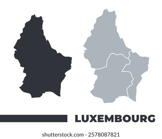 Luxembourg flat and border outline vector maps