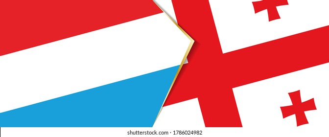 Banderas de Luxemburgo y Georgia, dos banderas vectoriales símbolo de relación o enfrentamiento.