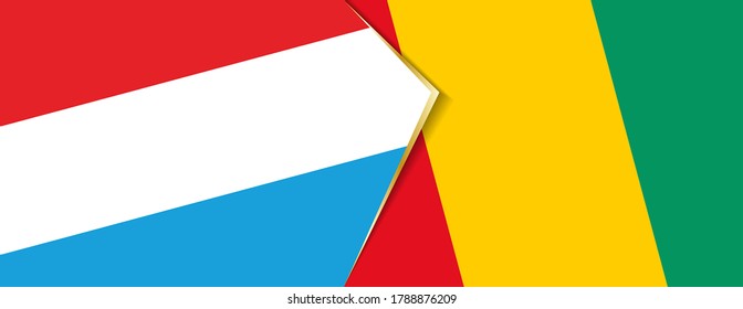 Luxembourg and Guinea flags, two vector flags symbol of relationship or confrontation.