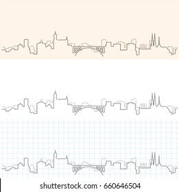 Luxembourg Hand Drawn Skyline