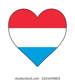 Luxembourg Heart Shape Flag. Love Luxembourg. Visit Luxembourg. Western Europe. Europe. European Union. Vector Illustration Graphic Design.