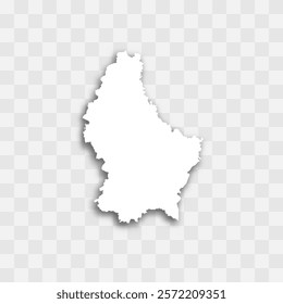 Luxembourg high detailed vector representation of country silhouette. White color on transparent background with dropped shadow. For educational, decorative, or informational use.