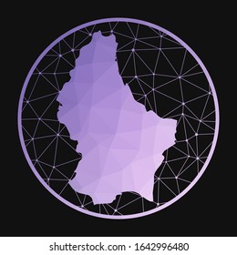Luxembourg icon. Vector polygonal map of the country. Luxembourg icon in geometric style. The country map with purple low poly gradient on dark background.