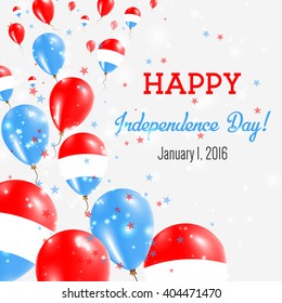 Luxembourg Independence Day Greeting Card. Flying Balloons in Luxembourger National Colors. Happy Independence Day Luxembourg Vector Illustration.