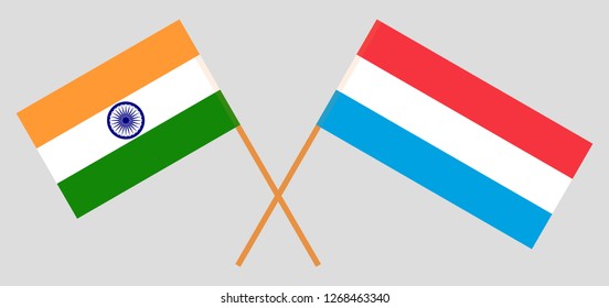 Luxembourg and India. The Luxembourgish and Indian flags. Official proportion. Correct colors. Vector illustration