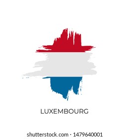 Luxembourg ink brush cross calligraphy grunge flag. Nation product rubber stamp icon isolated on white background with text. Vector illustration