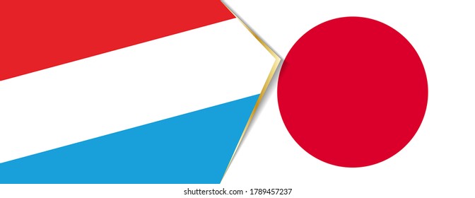 Banderas luxemburguesas y japonesas, dos banderas vectoriales símbolo de relación o confrontación.
