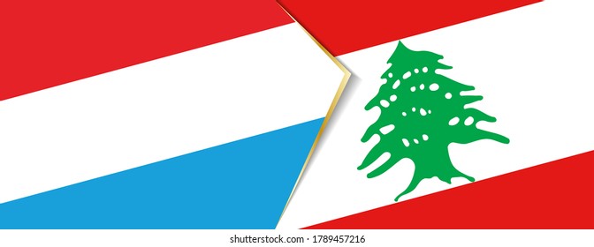 Luxembourg and Lebanon flags, two vector flags symbol of relationship or confrontation.