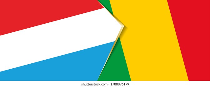 Luxemburg und Mali-Flaggen, zwei Vektorflaggen Symbol für Beziehung oder Konfrontation.