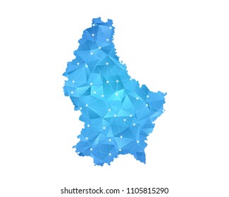 Luxembourg Map - Abstract geometric rumpled triangular low poly style gradient graphic on white background , line dots polygonal design for your . Vector illustration eps 10.